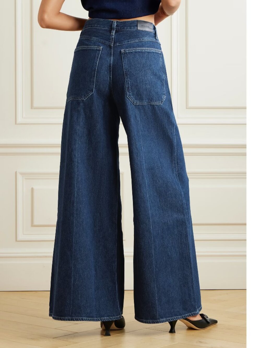 NEW RARE $395 GOLDSIGN THE PALMER WIDE LEG DENIM JEANS IN DK BLUE SIZE 27 - Picture 2 of 15